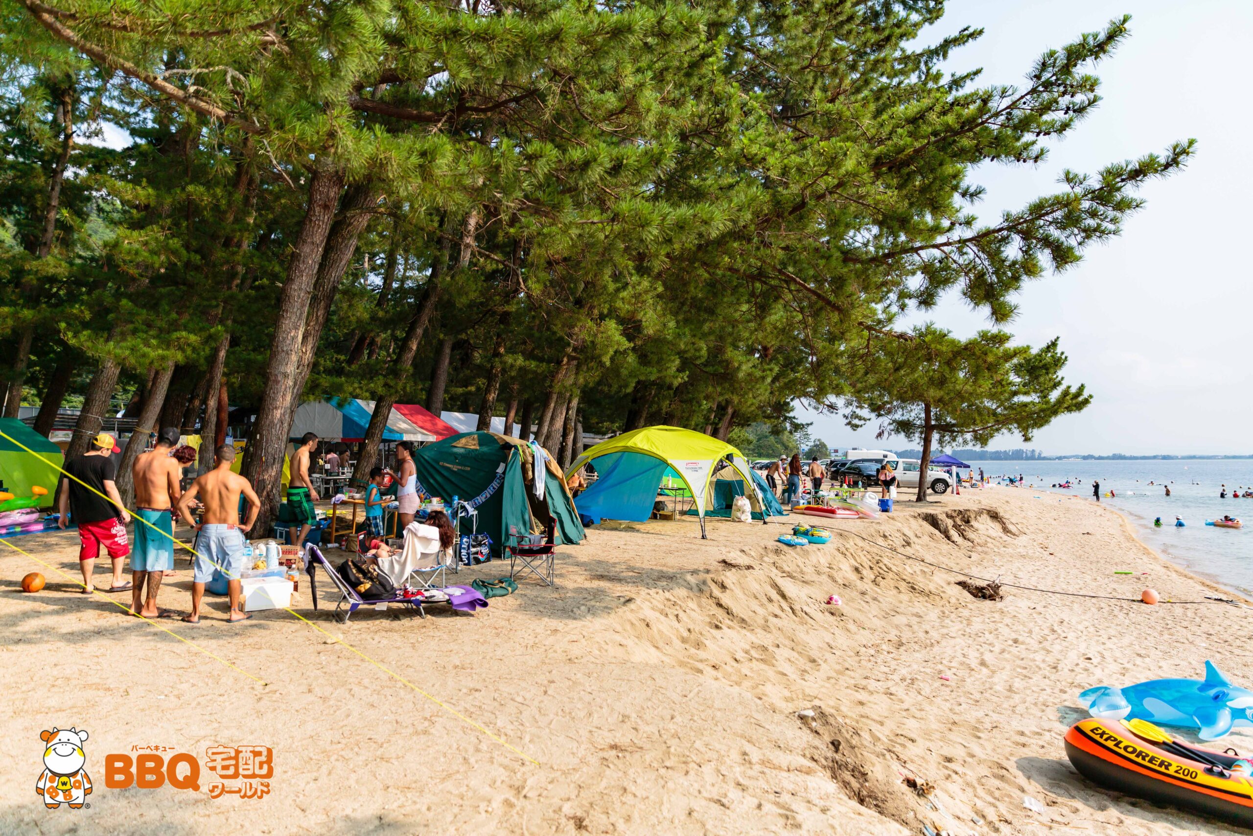 白ひげ浜キャンプサイトと琵琶湖